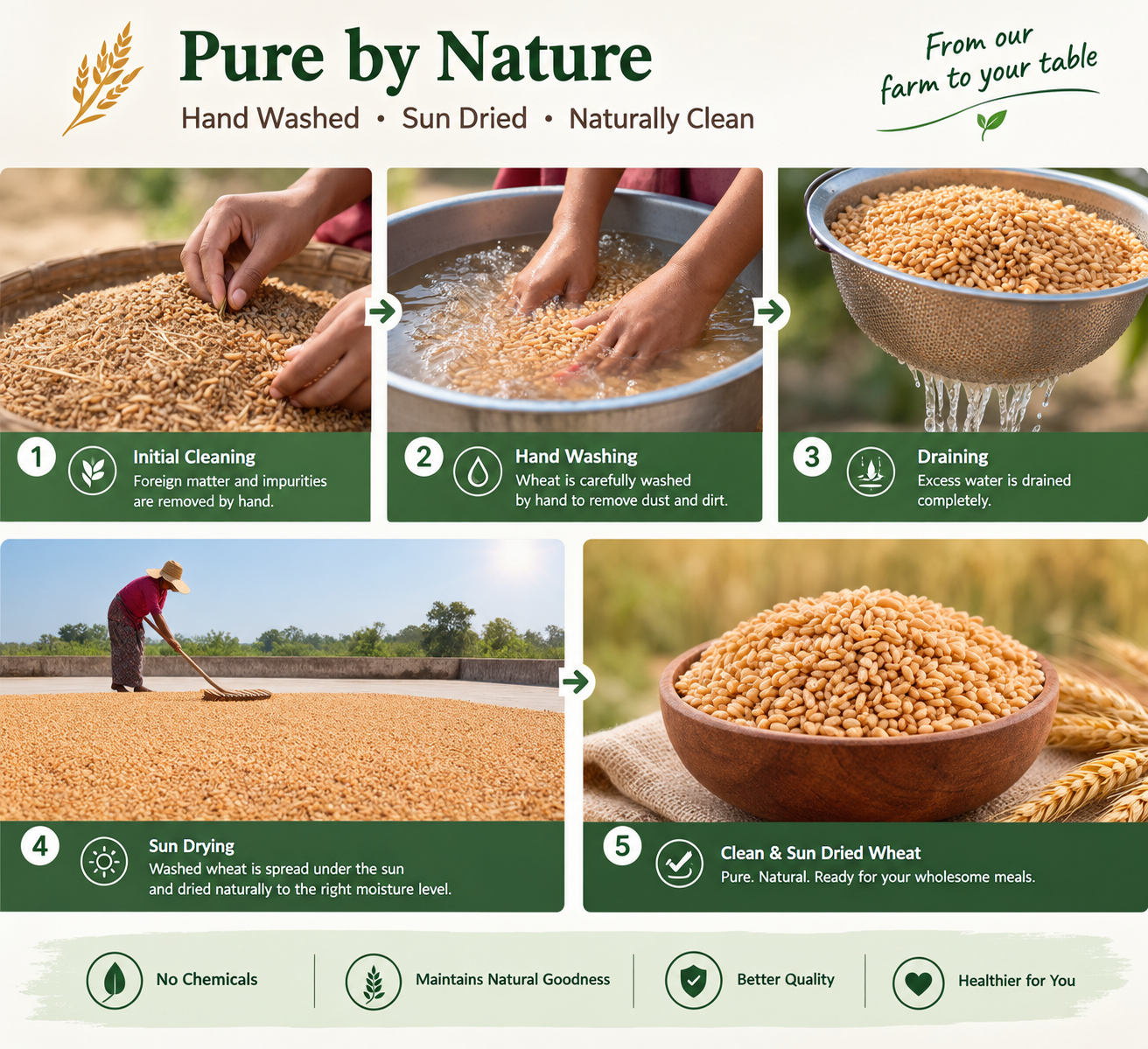 Hand Washed and Sun Dried Wheat